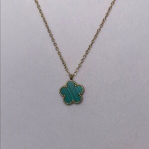 Gold and Blue Enamel Flower Necklace